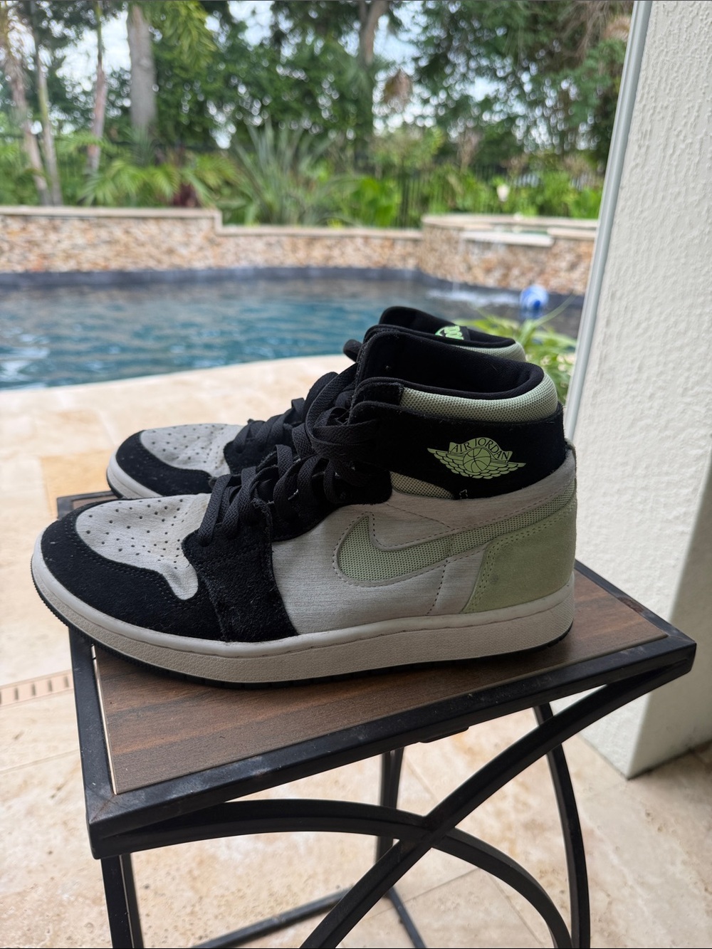 Nike Air Jordan 1 Mid Black and Sage Green